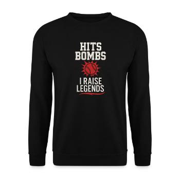 Boy Mom Baseball Proter Sohn Homerun Travel Team - Unisex Pullover - Schwarz - Vorne - Alina (178cm) & Michal (187cm)