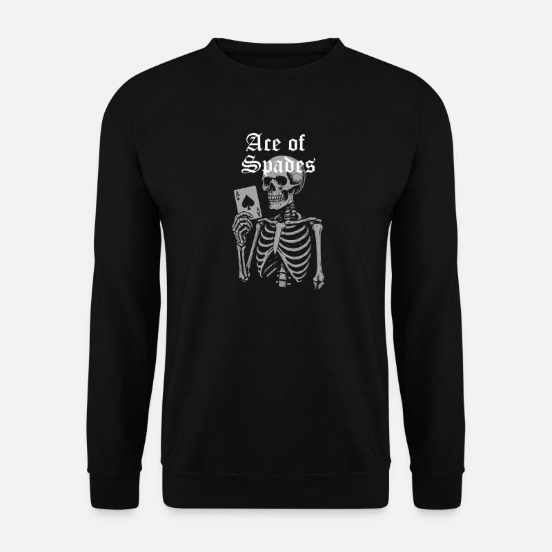 Pik-Ass-Skelett-Illustration - Unisex Pullover - Schwarz