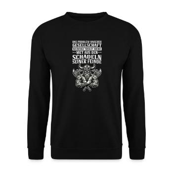 Wikinger Nordische Mythologie Götter - Unisex Pullover - Schwarz - Vorne - Alina (178cm) & Michal (187cm)