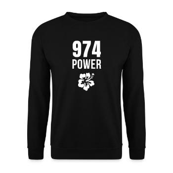 Power 974 Tropical Hibiscus - Unisex Sweatshirt - black - Front - Alina (178cm) & Michal (187cm)