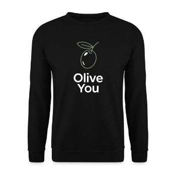 Olive You – Clean Minimal - Unisex Pullover - Schwarz - Vorne - Alina (178cm) & Michal (187cm)
