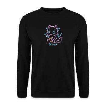 Neon Rainboat Dragon in Neon Lines - Unisex Sweatshirt - black - Front - Alina (178cm) & Michal (187cm)