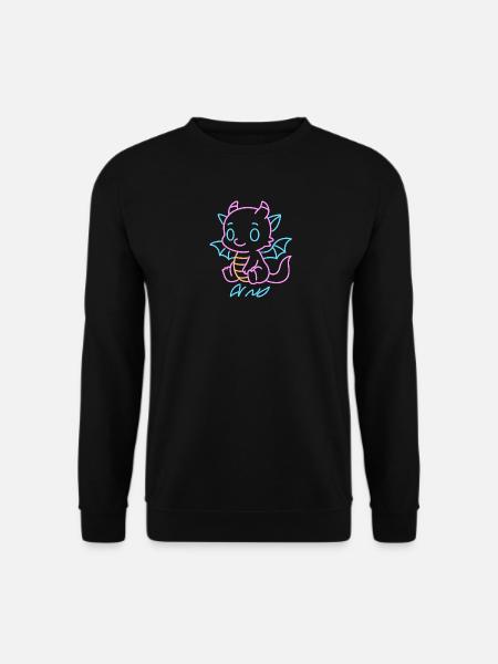 Neon Rainboat Dragon in Neon Lines - Unisex Sweatshirt - black