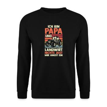 Ich Bin Papa Und Landwirt Nichts Jagt Mir Angst Ei - Unisex Pullover - Schwarz - Vorne - Alina (178cm) & Michal (187cm)