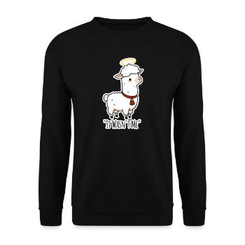 Unschulds Lamm äh Lama? Hä? Lama ist unschuldig! - Unisex Pullover - Schwarz - Vorne - Alina (178cm) & Michal (187cm)