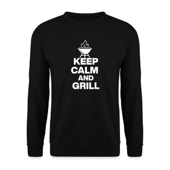 KEEP CALM AND GRILL, FIRE GRILL PARTY MEAT - Unisex Sweatshirt - black - Front - Alina (178cm) & Michal (187cm)