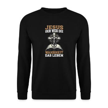 Jesus The Way The Truth The Christian Life - Unisex Sweatshirt - black - Front - Alina (178cm) & Michal (187cm)