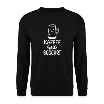 Kaffee heiß Begehrt Becher - Unisex Pullover - Schwarz - Vorne - Alina (178cm) & Michal (187cm)