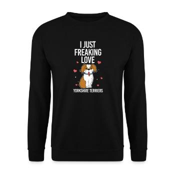 Ich liebe Yorkshire Terriers Motiv einfach - Unisex Pullover - Schwarz - Vorne - Alina (178cm) & Michal (187cm)