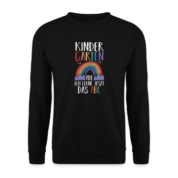 Kindergarten Ade Ich Lerne Jetzt Das ABC - Unisex Pullover - Schwarz - Vorne - Alina (178cm) & Michal (187cm)