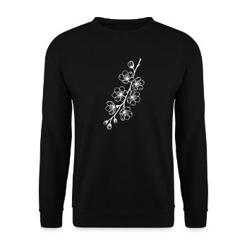 Sakura Linienkunst auf Schwarz - Unisex Pullover - Schwarz - Vorne - Alina (178cm) & Michal (187cm)