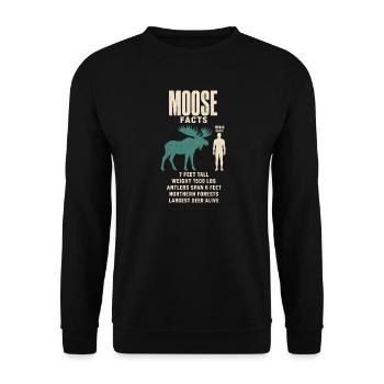 Moose Fakten Tierrekord Größenvergleich Tafel - Unisex Pullover - Schwarz - Vorne - Alina (178cm) & Michal (187cm)