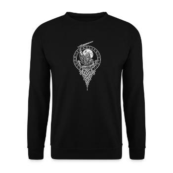 Der Draugr steigt aus dem Hügelgrab - Unisex Pullover - Schwarz - Vorne - Alina (178cm) & Michal (187cm)
