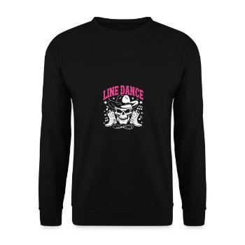 Line Dance Skull with Stetson and Boots and Lasso - Unisex Sweatshirt - black - Front - Alina (178cm) & Michal (187cm)