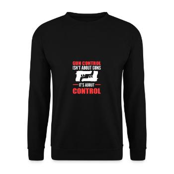 Es geht um die Kontrolle Hobbyist Geschenk - Unisex Pullover - Schwarz - Vorne - Alina (178cm) & Michal (187cm)