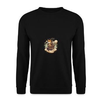 Hund Shiba Inu Steam Punk Luftschiff - Unisex Pullover - Schwarz - Vorne - Alina (178cm) & Michal (187cm)
