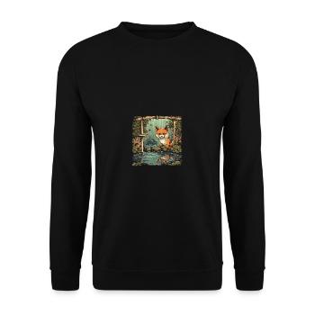 Japanese dog Shiba Inu water pond bamboo - Unisex Sweatshirt - black - Front - Alina (178cm) & Michal (187cm)