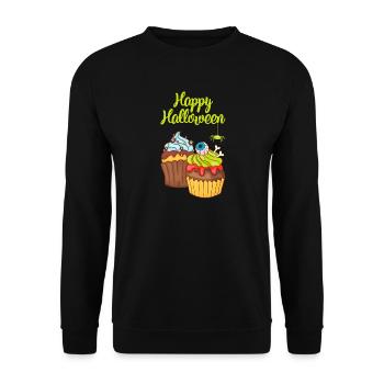 Halloween Cupcake Muffin Kuchen Backen Süßigkeiten - Unisex Pullover - Schwarz - Vorne - Alina (178cm) & Michal (187cm)