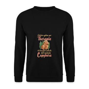 Capybaras Therapie Wasserschwein Mädchen Geschenk - Unisex Pullover - Schwarz - Vorne - Alina (178cm) & Michal (187cm)