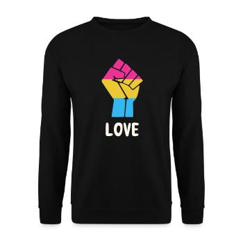 Liebe Pansexuelle Stolz Faust Design für Equality - Unisex Pullover - Schwarz - Vorne - Alina (178cm) & Michal (187cm)