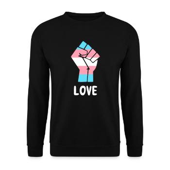 Liebe Trans Pride Faust Design für Equality - Unisex Pullover - Schwarz - Vorne - Alina (178cm) & Michal (187cm)