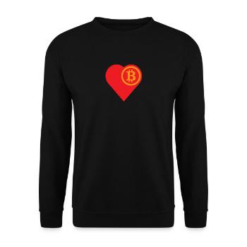 Bitcoin Herz - Unisex Pullover - Schwarz - Vorne - Alina (178cm) & Michal (187cm)