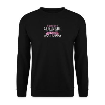 Die Frau eines LKW-Fahrers - Unisex Pullover - Schwarz - Vorne - Alina (178cm) & Michal (187cm)