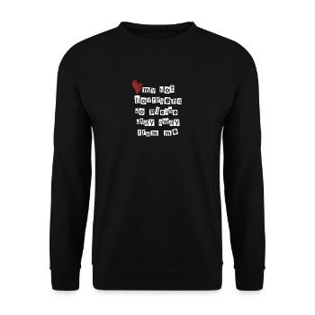 J’adore mon petit ami chaud, alors s’il vous plaît, restez loin de moi - Sweat-shirt Unisexe - noir - Devant - Alina (178cm) & Michal (187cm)