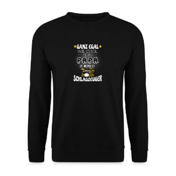 Mein Papa ist Schlagzeuger - Unisex Pullover - Schwarz - Vorne - Alina (178cm) & Michal (187cm)