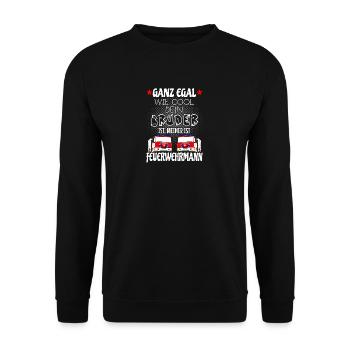 Kinder T-Shirt - Mein Bruder ist Feuerwehrmann - Unisex Pullover - Schwarz - Vorne - Alina (178cm) & Michal (187cm)