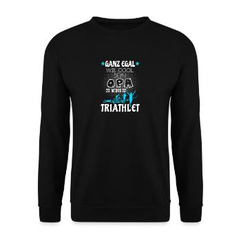 Kinder Triathlon T-Shirt - Opa ist Triathlet - Unisex Pullover - Schwarz - Vorne - Alina (178cm) & Michal (187cm)