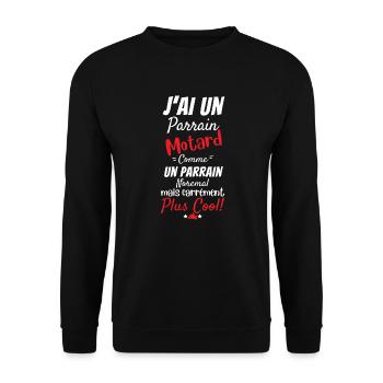 J ai un parrain motard cadeau de naissance moto - Sweat-shirt Unisexe - noir - Devant - Alina (178cm) & Michal (187cm)
