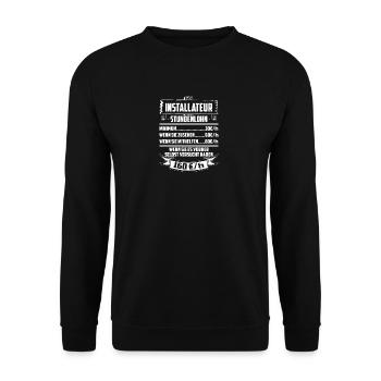 Installateur Stundenlohn - Unisex Pullover - Schwarz - Vorne - Alina (178cm) & Michal (187cm)