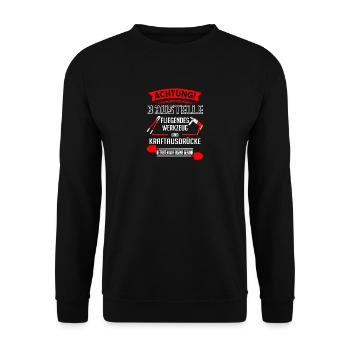 Bauarbeiter - Achtung Baustelle fliegendes Werkzeu - Unisex Pullover - Schwarz - Vorne - Alina (178cm) & Michal (187cm)