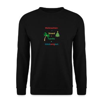 Weihnachten Strand Familie, Lustiges Weihnachten - Unisex Pullover - Schwarz - Vorne - Alina (178cm) & Michal (187cm)