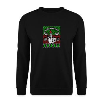 Christmas Ugly Merry Christmas Xmas Gift - Unisex Sweatshirt - black - Front - Alina (178cm) & Michal (187cm)