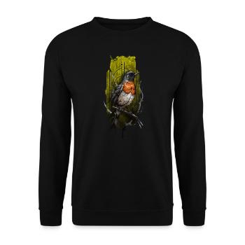 Merle d’Europe (Erithacus rubecula) - Sweat-shirt Unisexe - noir - Devant - Alina (178cm) & Michal (187cm)