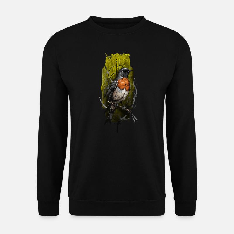 Merle d’Europe (Erithacus rubecula) - Sweat-shirt Unisexe - noir