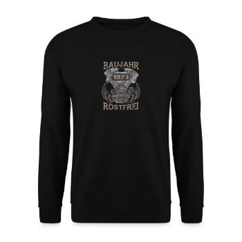 Baujahr und immer noch Rostfrei 1973 - Unisex Pullover - Schwarz - Vorne - Alina (178cm) & Michal (187cm)
