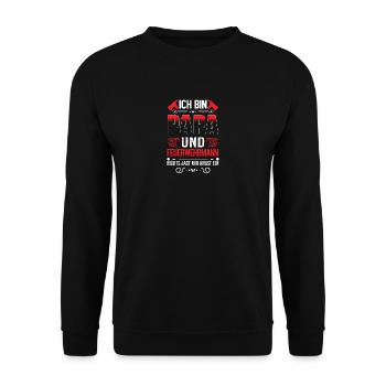 Feuerwehr - Ich bin Papa und Feuerwehrmann - Unisex Pullover - Schwarz - Vorne - Alina (178cm) & Michal (187cm)