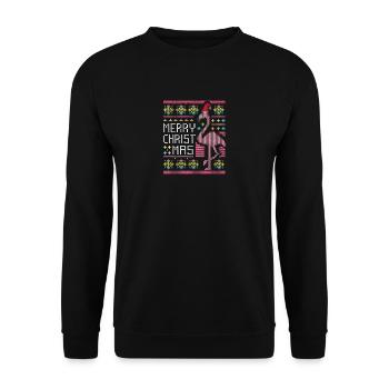 Ugly Christmas Flamingo Santa Claus Humor Colorful - Unisex Sweatshirt - black - Front - Alina (178cm) & Michal (187cm)