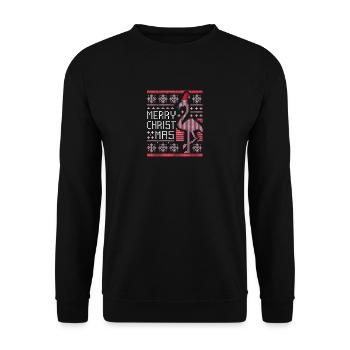 Ugly Christmas Flamingo Santa Claus Humor Fun - Unisex Sweatshirt - black - Front - Alina (178cm) & Michal (187cm)