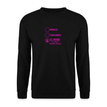 Beziehung Katzen liebe CHAUSIE KATZE - Unisex Pullover - Schwarz - Vorne - Alina (178cm) & Michal (187cm)