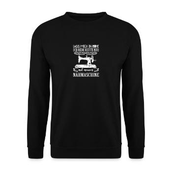 Nähen - Ich nähe heute nur mit meiner Nähmaschine - Unisex Pullover - Schwarz - Vorne - Alina (178cm) & Michal (187cm)