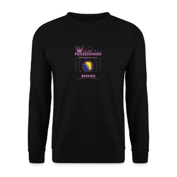Prinzessinnen kommen aus BOSNIEN - Unisex Pullover - Schwarz - Vorne - Alina (178cm) & Michal (187cm)