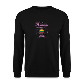 Prinzessinnen kommen aus LITAUEN - Unisex Pullover - Schwarz - Vorne - Alina (178cm) & Michal (187cm)