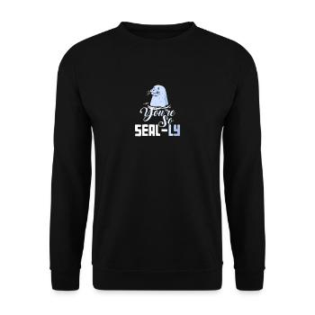 Sie sind so wirklich niedlich Siegel Tier Design - Unisex Pullover - Schwarz - Vorne - Alina (178cm) & Michal (187cm)