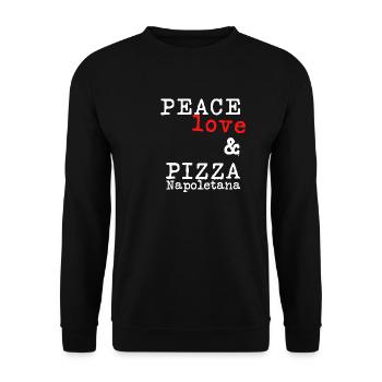 Peace Love and Pizza Napoletana - Unisex Sweatshirt - black - Front - Alina (178cm) & Michal (187cm)