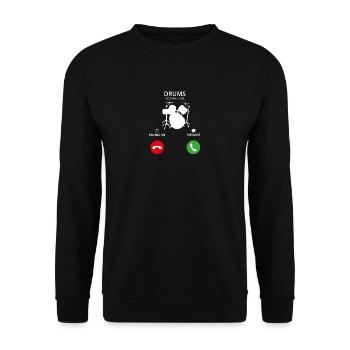 Appel Appel mobile DRUMMER tambours PERCUSSION - Sweat-shirt Unisexe - noir - Devant - Alina (178cm) & Michal (187cm)
