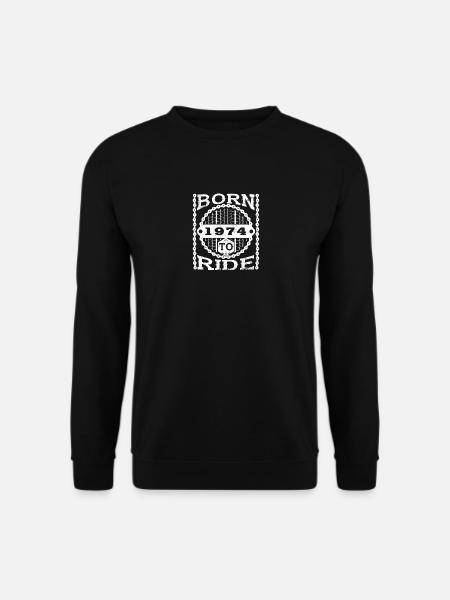 born ride birthday biker gift bicycle 1974 - Unisex Sweatshirt - black